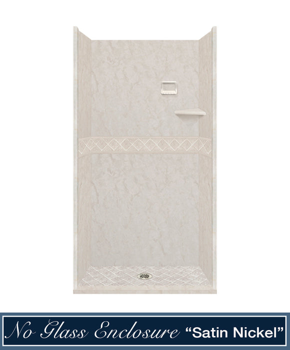 American Bath Factory Rafe Marble Diamond Alcove Shower Enclosure Kit