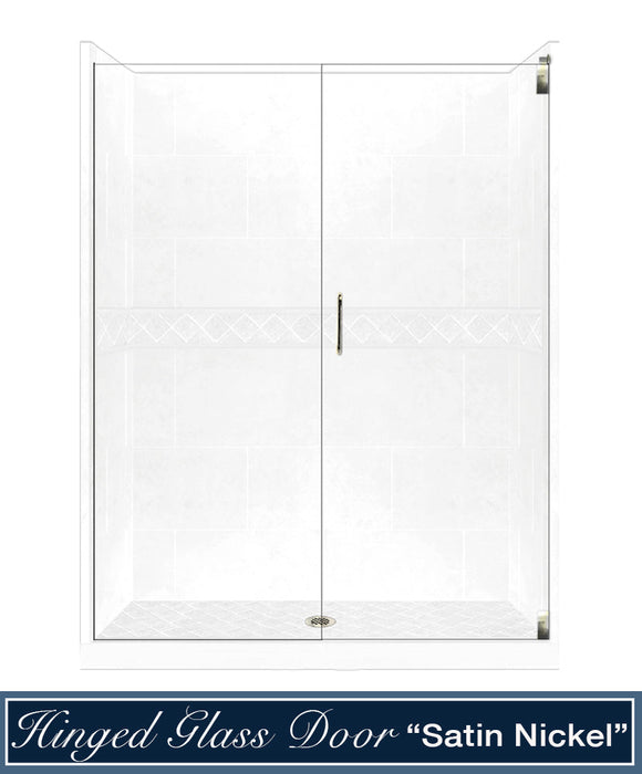 American Bath Factory Diamond Natural Buff Alcove Stone Shower Enclosure Kit
