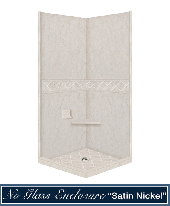 American Bath Factory Rafe Marble Diamond Corner Shower Enclosure Kit