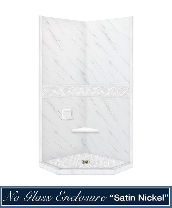 American Bath Factory Carrara Marble Diamond Neo Shower Enclosure Kit