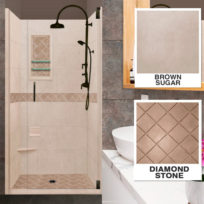 American Bath Factory Diamond Brown Sugar Small Alcove Shower Enclosure Kit
