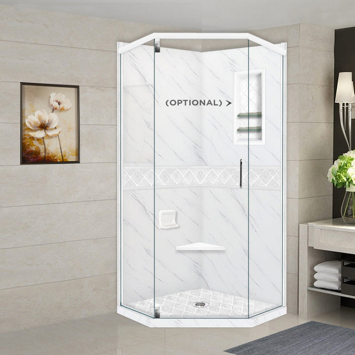 American Bath Factory Carrara Marble Diamond Neo Shower Enclosure Kit