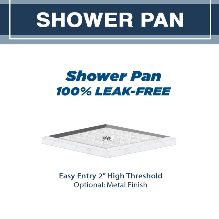American Bath Factory Carrara Marble Diamond Corner Shower Enclosure Kit