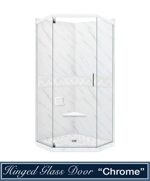 American Bath Factory Carrara Marble Diamond Neo Shower Enclosure Kit