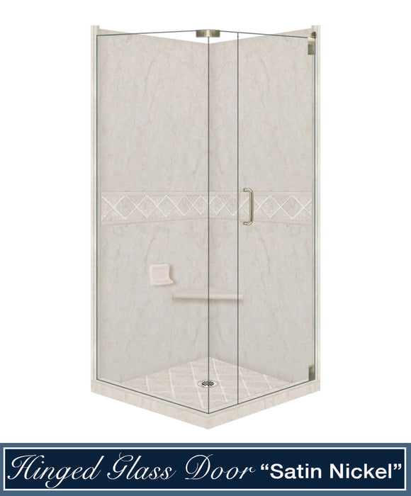 American Bath Factory Rafe Marble Diamond Corner Shower Enclosure Kit