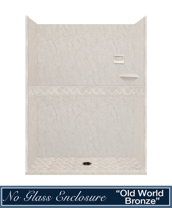 American Bath Factory Rafe Marble Diamond Alcove Shower Enclosure Kit