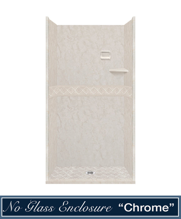 American Bath Factory Rafe Marble Diamond Alcove Shower Enclosure Kit