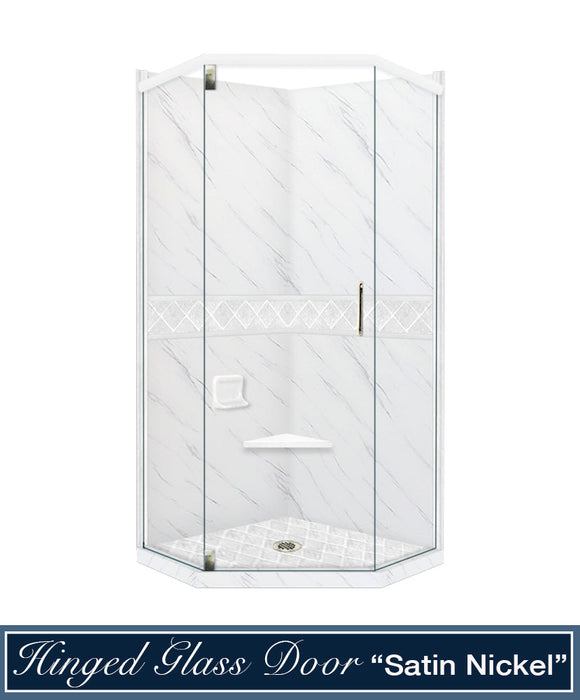 American Bath Factory Carrara Marble Diamond Neo Shower Enclosure Kit