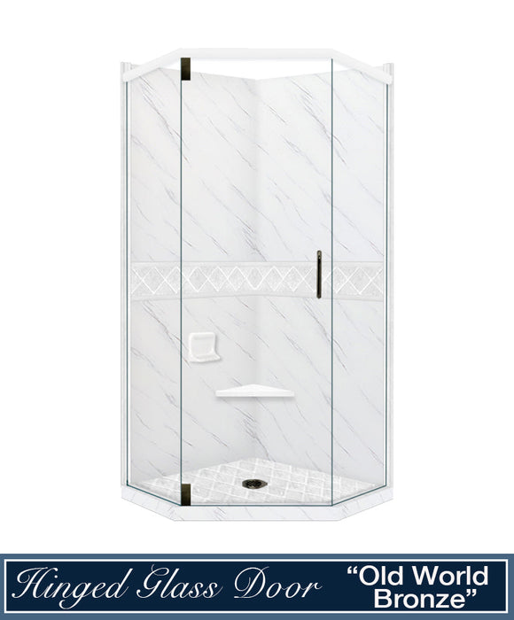 American Bath Factory Carrara Marble Diamond Neo Shower Enclosure Kit