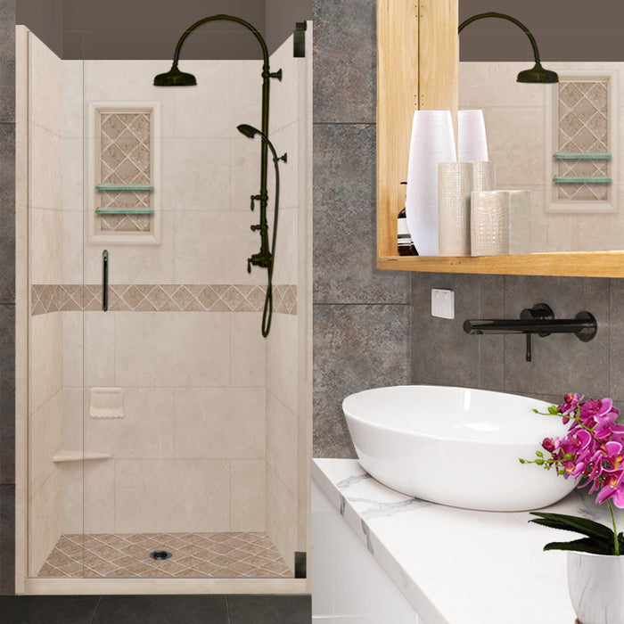 American Bath Factory Diamond Brown Sugar Small Alcove Shower Enclosure Kit