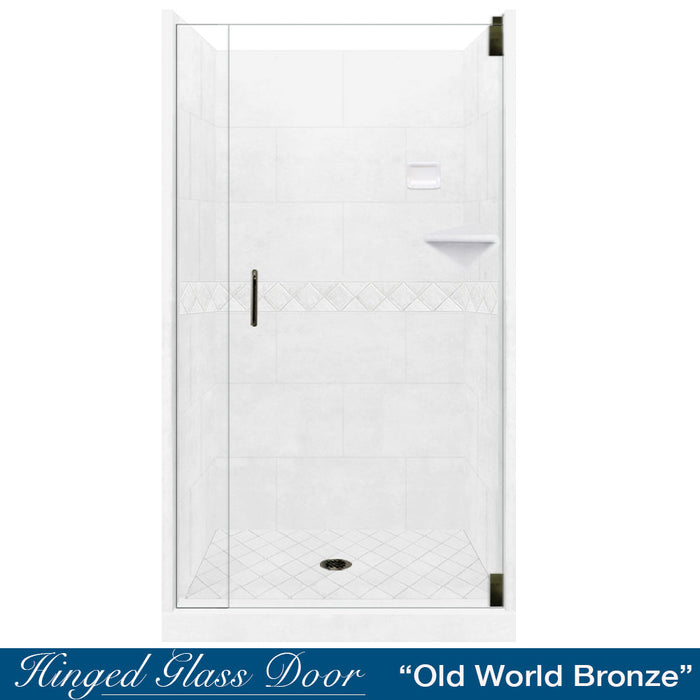 American Bath Factory Diamond Natural Buff Small Alcove Shower Enclosure Kit