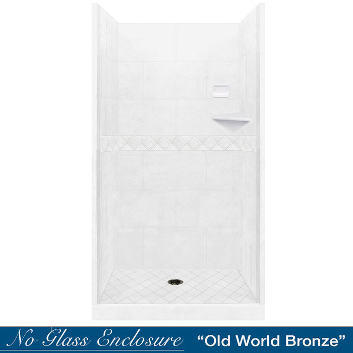 American Bath Factory Diamond Natural Buff Small Alcove Shower Enclosure Kit