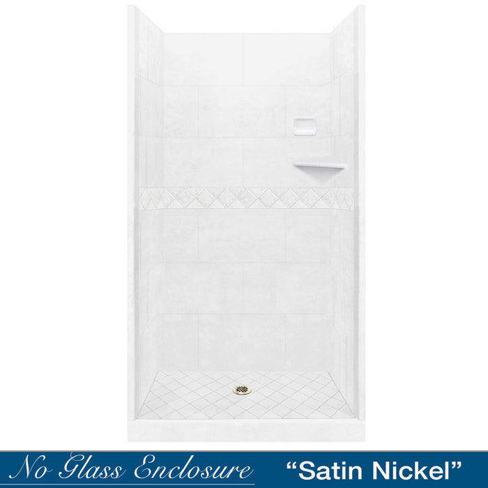 American Bath Factory Diamond Natural Buff Small Alcove Shower Enclosure Kit