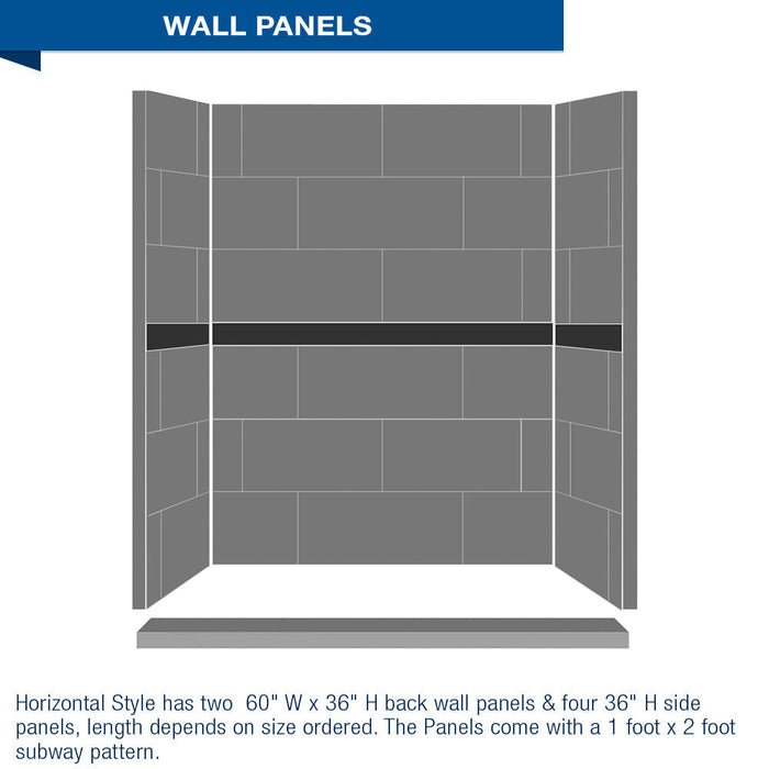 American Bath Factory Diamond Desert Sand 60" Alcove Stone Shower Kit SPECIAL (FREE - Shampoo Niche)