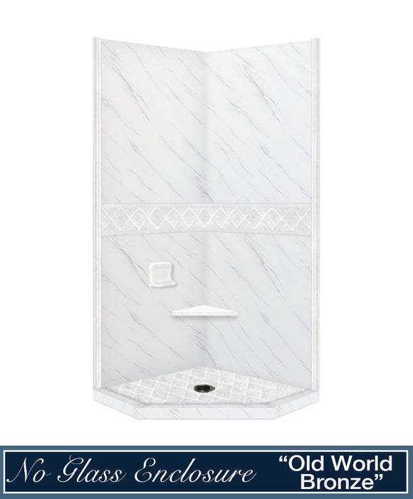 American Bath Factory Carrara Marble Diamond Neo Shower Enclosure Kit