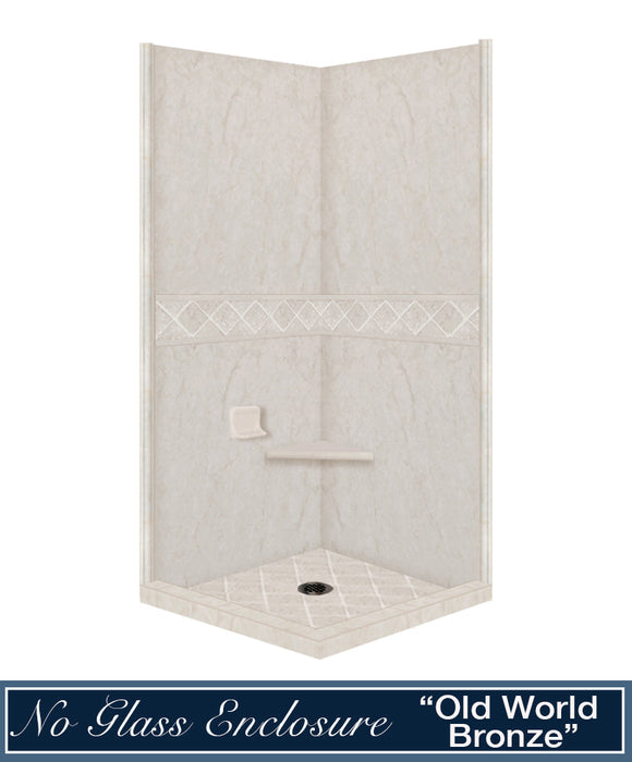 American Bath Factory Rafe Marble Diamond Corner Shower Enclosure Kit