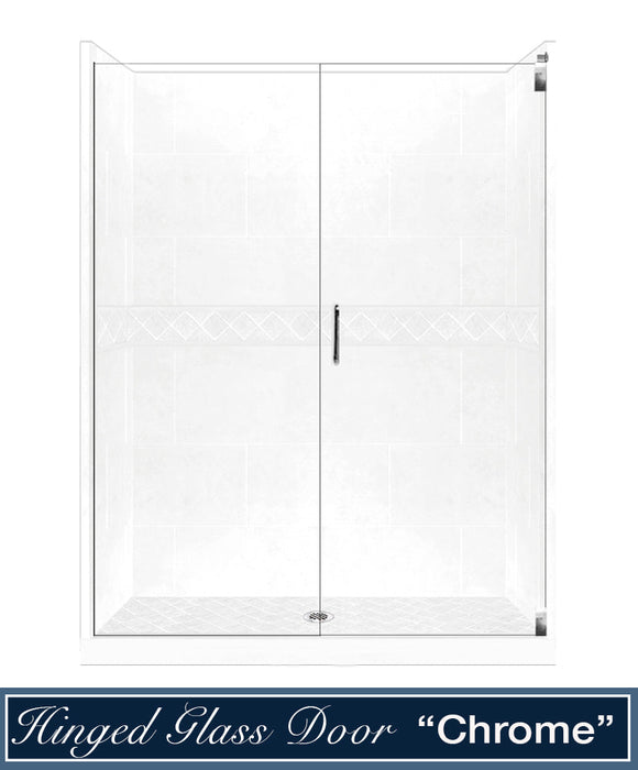 American Bath Factory Diamond Natural Buff  Alcove Stone Shower Enclosure Kit
