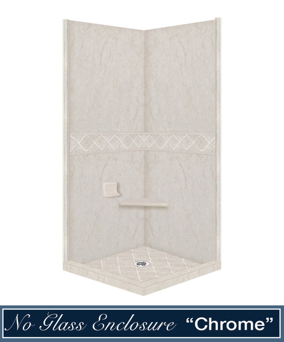 American Bath Factory Rafe Marble Diamond Corner Shower Enclosure Kit