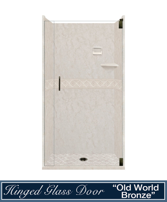 American Bath Factory Rafe Marble Diamond Alcove Shower Enclosure Kit