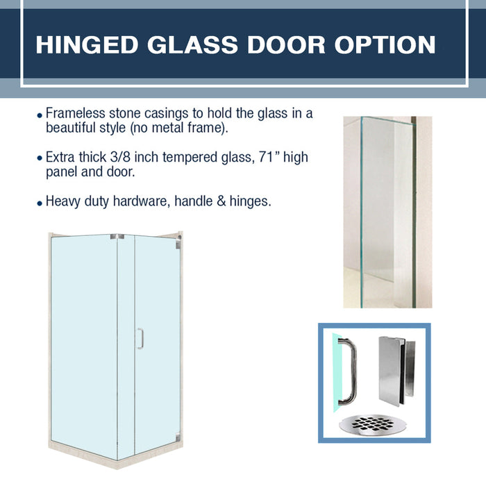 American Bath Factory Rafe Marble Diamond Corner Shower Enclosure Kit