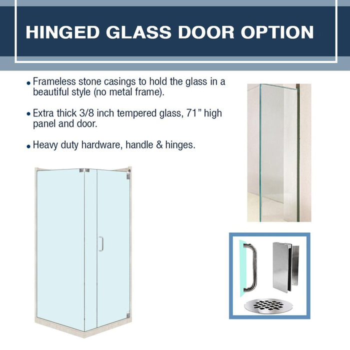 American Bath Factory Carrara Marble Diamond Corner Shower Enclosure Kit